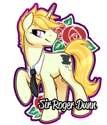 Size: 857x1000 | Tagged: safe, artist:onnanoko, oc, oc only, oc:roger dunn, pony, unicorn, male, necktie, solo, stallion