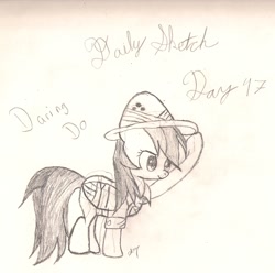 Size: 1452x1438 | Tagged: safe, artist:silversthreads, daring do, pegasus, pony, daily sketch, female, mare, sketch, solo, traditional art