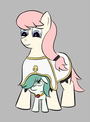 Size: 671x900 | Tagged: safe, oc, oc only, oc:emerald jewel, oc:hope blossoms, pony, alternate color palette, amulet, between legs, boots, child, clothes, color, colt, colt quest, cute, cyoa, female, foal, hair over one eye, male, mare, ponytail, smiling