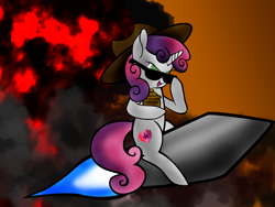 Size: 4000x3000 | Tagged: safe, artist:miragepotato, sweetie belle, pony, cookie, cookie jar, cowboy hat, cutie mark, explosion, female, filly, food, hat, missile, solo, sunglasses, the cmc's cutie marks