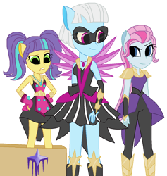 Size: 1196x1260 | Tagged: safe, artist:3d4d, photo finish, pixel pizazz, violet blurr, equestria girls, legend of everfree, base used, crystal wings, ponied up, super ponied up, the snapshots