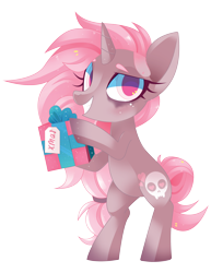 Size: 2550x3300 | Tagged: safe, artist:sorasku, oc, oc only, oc:grim, pony, unicorn, female, mare, present, simple background, solo, transparent background