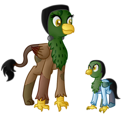 Size: 800x753 | Tagged: safe, artist:rainbowfeatherreplies, artist:timid tracks, oc, oc only, classical hippogriff, griffon, hippogriff, brother and sister, clothes, colt, costume, female, foal, frankenstein's monster, interspecies offspring, magical lesbian spawn, male, nightmare night, offspring, parent:gilda, parent:rainbow dash, parents:gildash, siblings, simple background, transparent background