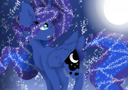 Size: 4093x2894 | Tagged: safe, artist:xxsunsetshimmer23xx, oc, oc only, oc:crescent moon, alicorn, pony, absurd resolution, alicorn oc, fangs, not luna, offspring, parent:princess luna, solo, sombra eyes