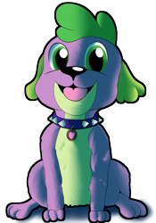 Size: 1050x1500 | Tagged: safe, artist:chrisgotjar, spike, dog, equestria girls, collar, cute, simple background, sitting, solo, spikabetes, spike the dog, tongue out, transparent background