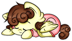 Size: 1372x786 | Tagged: safe, artist:cofee-love, oc, oc only, oc:shiny smiley, pegasus, pony, baby, baby pony, clothes, female, filly, offspring, onesie, pajamas, parent:oc:handy hoofs, parent:oc:spring beauty, parents:oc x oc, parents:springhoofs, simple background, sleeping, solo, transparent background