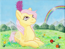 Size: 600x452 | Tagged: safe, artist:emfen, queen rosedust, rosedust, flutter pony, pony, g1, acrylic painting, canvas, nature, traditional art