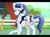 Size: 4900x3600 | Tagged: safe, artist:yumeyuuheii, soarin', oc, oc:blast chaser, pony, absurd resolution, colt, duo, father and child, father and son, fence, implied shipping, implied soarindash, implied straight, male, offspring, parent and child, parent:rainbow dash, parent:soarin', parents:soarindash, scar, smiling, stallion, story in the source, tree