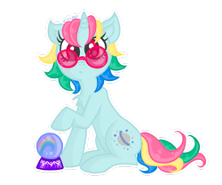Size: 1023x853 | Tagged: safe, artist:crystal-sushi, moonstone, pony, unicorn, g1, crystal ball, glasses, simple background, solo, transparent background