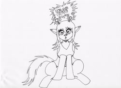 Size: 3209x2333 | Tagged: safe, artist:haruka takahashi, pony, clothes, crossover, emoji (race), monochrome, ponified, samurai jack, shadow, simple background, solo