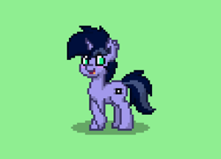 Size: 1366x985 | Tagged: safe, artist:kimjoman, edit, oc, oc only, oc:purple flix, pony, blushing, looking at you, pony town, shy, solo