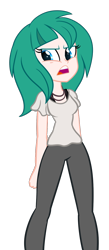 Size: 600x1370 | Tagged: safe, artist:wubcakeva, oc, oc only, oc:nikita (wubcakeva), equestria girls, clothes, equestria girls-ified, female, open mouth, pants, shirt, simple background, solo, transparent background