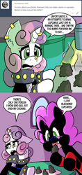 Size: 576x1224 | Tagged: safe, artist:pembroke, sweetie belle, oc, oc:pinkie tai, pony, meanie belle