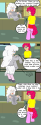 Size: 1471x4490 | Tagged: safe, artist:oneovertwo, oc, oc only, oc:eirwen, oc:pogo, pony, satyr, absurd resolution, backless, clothes, comic, offspring, open-back sweater, open-chest sweater, parent:pinkie pie, parent:sheep, sleeveless sweater, sweater, virgin killer sweater