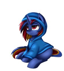 Size: 2550x2850 | Tagged: safe, artist:pridark, oc, oc only, pony, unicorn, clothes, commission, female, hoodie, mare, simple background, smiling, solo, sweater, transparent background