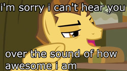 Size: 1024x576 | Tagged: safe, edit, edited screencap, screencap, grand pear, pony, the perfect pear, image macro, meme, solo, voice actor joke, william shatner, young grand pear, younger