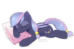 Size: 2500x1667 | Tagged: safe, artist:moozua, oc, oc only, oc:starway, bat pony, pony, pillow, simple background, sleeping, solo, transparent background