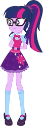 Size: 3000x8837 | Tagged: safe, artist:aqua-pony, sci-twi, twilight sparkle, dance magic, equestria girls, spoiler:eqg specials, absurd resolution, adorkable, arm behind back, belt, bowtie, clothes, cute, dork, glasses, mary janes, ponytail, shoes, simple background, skirt, smiling, socks, solo, standing, transparent background, twiabetes, vector