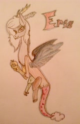 Size: 1672x2592 | Tagged: safe, artist:fanaticpanda, discord, eris, golden apple, rule 63, solo, traditional art