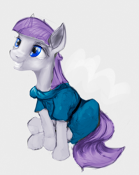 Size: 600x752 | Tagged: safe, artist:feng-shui1301, maud pie, pony, out of character, sitting, sketch, smiling, solo, traditional art, when she smiles