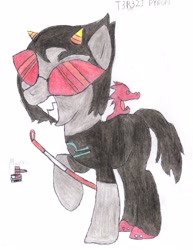 Size: 2550x3300 | Tagged: safe, artist:aridne, pony, troll, homestuck, libra, ponified, scalemate, solo, terezi pyrope, traditional art