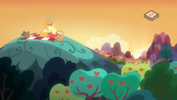 Size: 1024x576 | Tagged: safe, screencap, bright mac, pear butter, pony, the perfect pear, boomerang (tv channel), picnic, ponyville