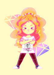 Size: 750x1050 | Tagged: safe, artist:amazingpuffhair, adagio dazzle, equestria girls, rainbow rocks, chibi, clothes, converse, crossed arms, looking at you, pants, shirt, shoes, smiling, solo