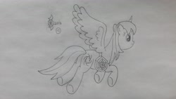 Size: 5312x2988 | Tagged: safe, artist:parclytaxel, oc, oc only, oc:parcly taxel, alicorn, pony, absurd resolution, ain't never had friends like us, albumin flask, alicorn oc, flying, japan, lineart, monochrome, parcly taxel in japan, pencil drawing, plot, saddle bag, solo, story included, tokyo, traditional art, underhoof