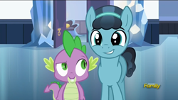 Size: 1366x768 | Tagged: safe, screencap, spike, thorax, changeling, crystal pony, dragon, pony, the times they are a changeling, crystal hoof, cute, disguise, disguised changeling, smiling