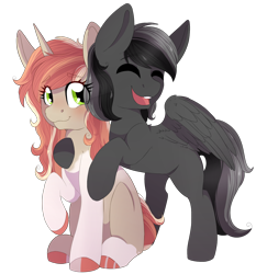 Size: 1322x1420 | Tagged: safe, artist:adostume, oc, oc only, oc:ciri, oc:shadow, pony, duo, simple background, transparent background