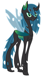 Size: 660x1090 | Tagged: safe, artist:basykail, oc, oc only, oc:blue plague, changeling, simple background, solo, transparent background