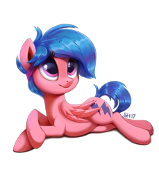 Size: 1353x1480 | Tagged: safe, artist:sorcerushorserus, firefly, pegasus, pony, g1, cute, female, g1 to g4, generation leap, mare, prone, simple background, solo, transparent background