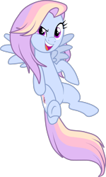 Size: 1706x2839 | Tagged: safe, artist:namygaga, oc, oc only, oc:vanilla wake, pegasus, pony, female, magical lesbian spawn, mare, offspring, open mouth, parent:fluttershy, parent:rainbow dash, parents:flutterdash, simple background, solo, transparent background