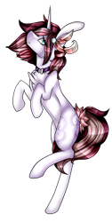 Size: 508x1009 | Tagged: safe, artist:xxmissteaxx, oc, oc only, oc:pastel blood, pony, unicorn, chest fluff, female, mare, simple background, solo, standing, standing on one leg, transparent background