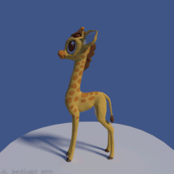 Size: 540x540 | Tagged: safe, artist:el-yeguero, clementine, giraffe, fluttershy leans in, 3d, animated, blender, blue background, gif, rotation, simple background, solo