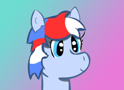 Size: 900x656 | Tagged: safe, artist:bizarredavid, oc, oc only, oc:recon probe, pony, bust, gradient background, smiling, solo