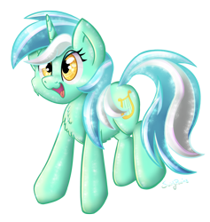 Size: 1709x1804 | Tagged: safe, artist:swirlyponies, lyra heartstrings, pony, unicorn, chest fluff, simple background, smiling, solo, sparkly, transparent background