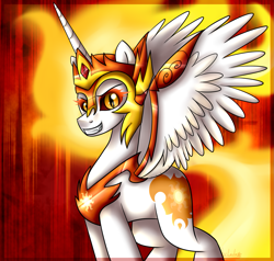 Size: 1261x1200 | Tagged: safe, artist:lada03, daybreaker, alicorn, pony, a royal problem, grin, smiling, solo, spread wings, wings