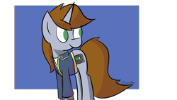 Size: 1920x1080 | Tagged: safe, artist:provolonepone, oc, oc only, oc:littlepip, pony, unicorn, fallout equestria, abstract background, clothes, cutie mark, fanfic, fanfic art, female, horn, mare, pipbuck, solo, vault suit