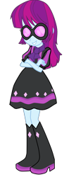 Size: 2669x6788 | Tagged: safe, artist:mariairini, mystery mint, photo finish, equestria girls, absurd resolution, background human, boots, clothes, clothes swap, crossed arms, glasses, high heel boots, looking at you, scarf