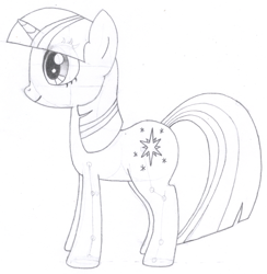 Size: 1012x1038 | Tagged: safe, artist:aafh, twilight sparkle, monochrome, solo, traditional art