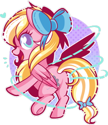 Size: 1000x1155 | Tagged: safe, artist:xwhitedreamsx, oc, oc only, oc:bay breeze, pegasus, pony, bow, commission, cute, female, hair bow, heart eyes, looking back, mare, ocbetes, open mouth, rear view, simple background, smiling, solo, transparent background, wingding eyes