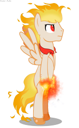 Size: 2845x4579 | Tagged: safe, artist:asika-aida, oc, oc only, oc:kervin, pony, absurd resolution, bipedal, clothes, commission, fire, male, rapidash, solo, stallion, suit