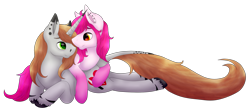 Size: 2531x1118 | Tagged: safe, artist:zipperdrawz, oc, oc only, oc:nicole skylar, pegasus, pony, unicorn, hidden wings, leonine tail, request, simple background, transparent background