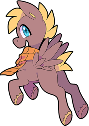 Size: 229x322 | Tagged: safe, artist:zhampy, oc, oc only, pegasus, pony, clothes, scarf, smiling, solo