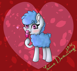 Size: 982x904 | Tagged: safe, artist:limedreaming, oc, oc only, oc:curly mane, food, heart eyes, popsicle, solo, wingding eyes