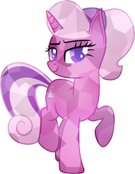 Size: 4667x6005 | Tagged: safe, artist:illumnious, oc, oc only, oc:flares midnight, crystal pony, pony, unicorn, absurd resolution, crystallized, female, lidded eyes, mare, raised hoof, raised leg, simple background, smiling, solo, transparent background, vector