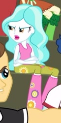 Size: 181x365 | Tagged: safe, screencap, curly winds, paisley, some blue guy, sweet leaf, teddy t. touchdown, equestria girls, rainbow rocks, angry, background human, boots, cropped, crossed arms, flower, high heel boots