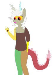 Size: 800x1100 | Tagged: safe, artist:plasteredpegasus, discord, eris, semi-anthro, rule 63, simple background, solo, transparent background, vector