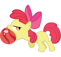 Size: 1600x1500 | Tagged: safe, artist:ocarina0ftimelord, apple bloom, earth pony, pony, the cutie pox, bowling ball, looking back, mouth hold, simple background, solo, transparent background, vector